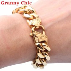 BRACELET PONTE VECCHIO-Jewelry-Pisani Maura-Pisani Maura Gold Engraved Link Chain Bracelet, Gold Engraved Metal Chain Bracelet, Gold Cuban Link Bracelets, Gold Cuban Link Bracelet With Metal Strap, Gold Cuban Link Bracelet With Strap, Men Fashion Hip Hop, Friends Shoes, Bling Ideas, Mens Chain Bracelet