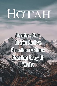 a mountain with the words hotah written in white on it and below it is an image