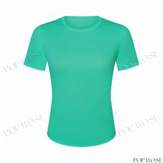 Cozy Athleisure Wear for Female Fitness Enthusiasts Casual Green Solid Color T-shirt, Basic Green Solid Color T-shirt, Spring Casual Yoga T-shirt, Casual Solid Color Gym Tops, Green Sportswear T-shirt For Summer, Green Athleisure T-shirt For Workout, Casual Solid Color Tops For Gym, Casual Solid Color Workout Activewear, Casual Solid Color Activewear For Gym