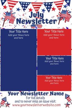 an american flag themed newspaper cover with stars and stripes on the bottom, in red white and blue colors