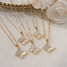 Butterfly Necklace, Butterfly Gold Necklace, Pearl gold Necklace, Dainty Gold Necklace, Butterfly Charm Necklace, Bridesmaid Gift, For Her ♥ Each piece looks beautiful alone or great for laying.  ♥ I ensure a high-quality piece of jewelry you can wear for a long time (Please read care instructions below).    Made with high quality of Stainless steel, 18K gold filled and real 18K gold plated tarnish resistant, Hypoallergenic, lead and nickel free.    (This gold plated have 3x layers of solid 18k Gold Butterfly Pendant Necklace With Clavicle Chain, Elegant Gold Charm Necklace With Butterfly, Gold Dainty Butterfly Pendant Necklace, Delicate Gold Butterfly Necklace With Adjustable Chain, Dainty Gold Butterfly Pendant Necklace, Gold Pendant Necklace With Butterfly Charm, Gold Butterfly Pendant Necklace With Delicate Chain, Gold Butterfly Charm Jewelry For Mother's Day, Gold Necklace With Butterfly Charm As Gift