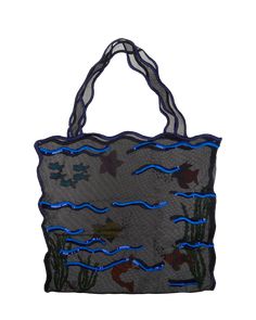 The perfect tote for the beach, the pool, the grocery...anywhere you could possibly require a fabulous and roomy bag! This double layer mesh tote is super durable! Sheer with embroidered fishies, starfish, shrimp and seaweed. Nylon mesh with thread embroidery. Measurements: Height: 16"Width: 17"Handle Drop: 10.5" Ready to ship. If you purchase this item with additional items in your cart with longer lead times, please allow up to 2-3 weeks from your order date for your item(s) to ship. Thread Embroidery, The Pool, Under The Sea, Starfish, 3 Weeks, Double Layer, The Sea, The Beach, Thread