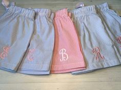 Perfect, preppy and stylish....Our women's seersucker lounge shorts are great for relaxing in style at the beach, by the pool, at the lake, and around the house. Women of all ages wear them for a stylish comfy look to run those quick errands. Ideal for bridesmaid gifts or a pair for each of the women on the family vacation! Trimmed in White Piping Coordinating V-necks available Machine Wash (designed to get softer with each wash --- you'll adore it!)  35% Polyester/65% Cotton (specially blended Cotton Shorts For Sleepover In Spring, Relaxed Fit Shorts For Summer Pajama Party, Cotton Pajama Shorts With Elastic Waistband For Poolside, Summer Shorts For Pajama Party, Preppy Summer Bottoms With Elastic Waistband, Striped Pajama Shorts For Summer Pajama Party, Striped Bottoms For Summer Pajama Party, Seersucker Shorts For Spring And Summer, Summer Sleepover Shorts With Elastic Waistband