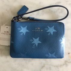 Blue Coach Clutch Coach Wallets For Women, Coach Wallets, Brown Coach Purse, Blue Coach, Coach Clutch, Pink Wristlet, Canvas Leather Bag, Star Blue, Leather Frames