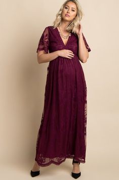 Burgundy Lace Mesh Overlay Maxi Dress Pregnant Party Dress, Lace Long Dress, Lace Maternity Dress, White Lace Shorts, Maternity Maxi Dress, Summer Pregnancy, Maternity Maxi, Burgundy Lace, Mini Robes