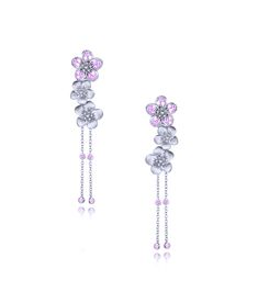 258-white-gold-pink-sapphire-earrings-cherry-blossom-collection Cherry Blossom Jewelry, Flower Season, Pink Sapphire Earrings, Flower Band, Sakura Flower, Dope Jewelry, Ear Cuff Earings, Themed Jewelry, Sapphire Necklace