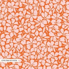 an orange and white flower pattern with the words helenn nelson on it