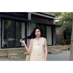 Sleeveless Crewneck Plain Maxi A-Line Dress Size S M L XL Total Length Bust 115 84 116 88 117 92 118 96 measurement is cm.Product Information Material: 100% Polyester Color: White Beige A-line Maxi Sundress, New Instagram, Kawaii Fashion, A Line Dress, Crew Neck, Color