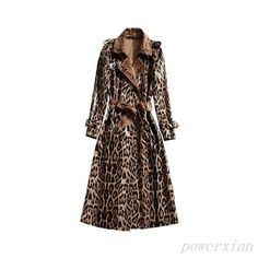 New Womens Leopard Print Sheepskin Leather jacket Trench Coat Slim Fit Outwear | eBay Elegant Winter Leopard Print Outerwear, Elegant Leopard Print Outerwear For Winter, Elegant Leopard Print Winter Outerwear, Chic Lapel Collar Fur Coat For Fall, Fitted Leopard Print Fur Coat For Fall, Lapel Collar Fur Coat For Fall Workwear, Chic Leopard Print Outerwear For Fall, Fall Workwear Fur Coat With Lapel Collar, Leather Jacket Trench Coat