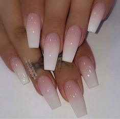 Pink Ombre Nails, Ombre Nail, Ombre Acrylic Nails, White Acrylic Nails, French Tip Acrylic Nails, French Nail, Acrylic Nails Coffin Pink, Ballerina Nails, Acrylic Nails Coffin Short