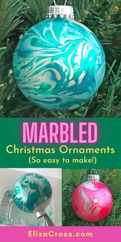 marbleized christmas ornaments that are so easy to make