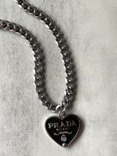 Luxe Black Heart Necklace – Ahava J Luxury Sterling Silver Charm Pendant Necklace, Luxury Sterling Silver Tarnish-resistant Charm Necklaces, Vivian Westwood Skull Necklace, Cheap Black Charm Jewelry, Prada Chain, Black Heart Necklace, Chains Aesthetic, Xoxo Jewelry, Cuban Link Necklace