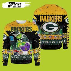 the green bay packers sweater is shown with an image of a football player on it