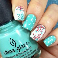 Christmas Nail Art Easy, Seasonal Nails, Snowflake Nails, Nails Polish, Winter Nail Designs, Winter Nail