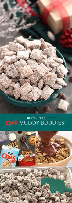 there is a bowl full of muddy buddies