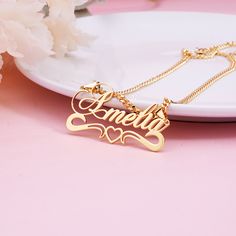 Material: Copper,Sterling Silver Color: Gold Chain Length: 14",16",18",20",22" Process: Gold Plated Recipient: Women, Mom, Wife, Girl Friend, Children Necklace Type: Name Necklace Brand: Silviax Jewelry Item: 2023NE0206/2023NE0214 Customized Double Heart Name Necklace Gift, Customized Double Heart Name Necklace As Personalized Gift, Personalized Heart Nameplate Necklace As Gift, Heart Pendant Name Necklace As Personalized Gift, Gold Heart Nameplate Necklace, Personalized Name Necklace With Heart Pendant, Gold Nameplate Heart Necklace, Customized Initial Pendant Name Necklace For Valentine's Day, Elegant Metal Name Necklace For Mother's Day