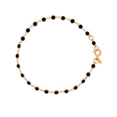 Spinell Stone Dainty Ladies Bracelet 18k Yellow Gold Stackable, Trendy, Perfect Gift Ideas, All Occasions, Black Stones, Unique Bracelets