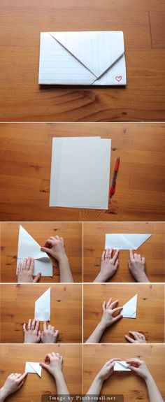 step by step instructions on how to make an origami envelope with your hands