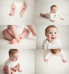 a collage of baby pictures with different expressions