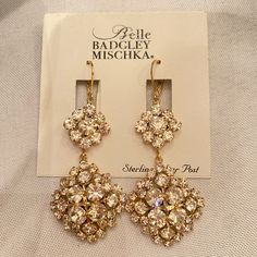 2.5 Inches Long Purchased From Dillards Never Worn Crystal Chandelier Earrings, Statement Drop Earrings, Cubic Zirconia Earrings, Zirconia Earrings, Gold Rhinestone, Rhinestone Bead, Rhinestone Jewelry, Fringe Earrings, Earrings Color