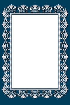 a blue and white frame with an ornate border