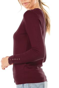 Embrace timeless elegance with a modern twist in the Zenana Wine Cardigan! Rich, deep wine color adds a touch of sophistication and warmth to any outfit. Super-soft knit fabric feels like a luxurious hug and keeps you cozy all day long. ☁️ Unique button accent sleeves elevate the design and add a playful touch of personality. Flattering relaxed fit hugs your curves comfortably and suits various body types. ‍♀️ Functional button-down closure allows for layering and easy on-off. Pockets! Keep your Deep Wine Color, Wine Color, Weekend Outfit, Wine Colored, Hug You, New Wardrobe, Soft Knits, Body Types, Timeless Elegance