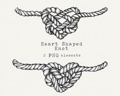 two knots in the shape of heart shaped knot on white paper with text underneath that reads, heart shaped knot 2 png elements