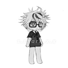 an anime character with glasses and a black shirt