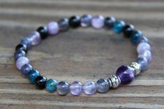 A bracelet with 6mm Amethyst, Apatite, Iolite, and Onyx beads. It is held together with stretch cord and is able to be slipped on and off with ease. This bracelet is based on the winter season and the cold snowy nights one sees in the north. ~-~-~-~-~-~-~-~-~-~-~-~-~-~-~-~-~-~-~-~-~-~-~-~-~-~-~-~-~-~-~-~-~- If you want it in a size not listed or a customized bracelet, please don't hesitate to message me. Patterns may differ slightly from the photo due to smaller or bigger sizes. Colors may vary Winter Inspired, Winter Night, Gemstone Beaded Bracelets, Onyx Bead, Stretch Bracelets, Arm Band, Diy Jewelry, Onyx, Gemstone Beads