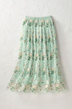 Enchanted Florals Mesh Skirt Green Floral Skirt, Skirt Inspiration, Lightweight Skirt, Reversible Skirt, Knit Maxi Skirt, Mesh Skirt, Chiffon Skirt, Women's Skirts, Light Sweater