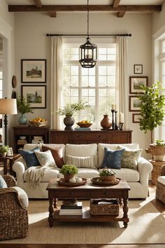 a living room filled with furniture and lots of windows