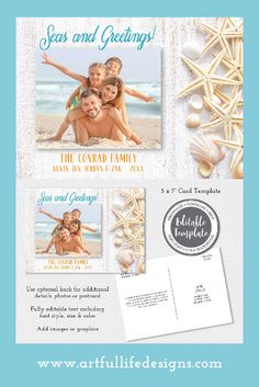 an ad for the artful life designs website, featuring two pictures of children and seashells