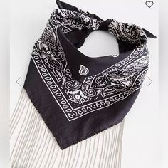 Brand New Never Worn. Black Bandana With Silver Fringe. Nwot Black Bandana With Bandana Print For Festivals, Black Cotton Bandana For Summer, Black Cotton Bandana For Festival, Black One Size Bandana Scarf, Black One-size Bandana, One Size Black Bandana Scarf, Black One Size Summer Bandana, Black Bandana For Summer Festival, Trendy Black Bandana For Spring