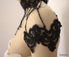 Elegant Black Body Jewelry For Evening, Elegant Black Adjustable Body Jewelry, Wedding Dress With Gloves, Gloves Wedding Dress, Lace Barefoot Sandals, Dress With Gloves, Shoulder Jewelry, Costume Gloves, Wedding Gloves