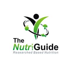 the nutri guide logo with an image of a person holding broccoli and apple