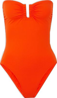 Classic Summer Swimwear, Classic Sleeveless Summer Swimwear, Classic Sleeveless Swimwear For Summer, Classic Lined Swimwear For Swimming, Classic Summer Swimwear With Lined Body, Classic One-piece Swimwear For Summer, Elegant Strapless Swimwear, Orange Strapless Swimwear For Swimming, Orange Strapless Swimwear For Pool