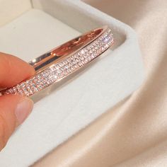 Rose Gold Bangle Bracelet Rose Gold Bangle Bracelet, Pave Bangle, Crystal Cuff Bracelet, Womens Cuff Bracelets, Tension Setting, Rose Gold Bangle, Trendy Bracelets, Bangles Making, Crystal Bangle