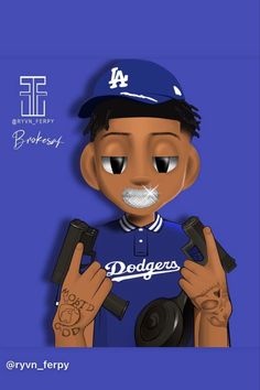 a digital drawing of a baseball player with tattoos and a moustache on his face