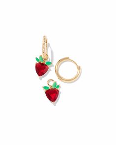 Strawberries and sparkle combine to make a truly irresistible style: the Strawberry Gold or Silver Huggie Earrings. Paired with simple studs or a statement style, these cute strawberry charms will catch everyone’s attention (and all the compliments!). These huggies are convertible, too: you can remove the charms for multiple looks. 0.59' OUTSIDE DIAMETER, 0.54"L X 0.40"W REMOVABLE CHARM Nora Fleming Minis, Simple Studs, Gold Huggie Earrings, Huggie Earrings Gold, Strawberry Charm, 15 Gifts, Cute Strawberry, Anklet Bracelet, Huggie Earrings