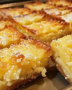 some food that is sitting on a pan and ready to be eaten for dinner or dessert