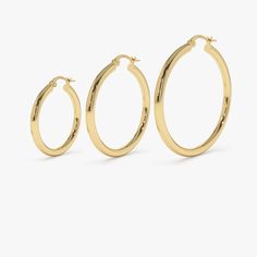 14k Gold Hoops 26.5 - 31.5 - 37MM Nickel-free Yellow Gold Hoop Earrings, Gift Rose Gold 14k Gold-filled Hoop Earrings, Nickel-free Yellow Gold Plated Hoop Earrings, Yellow Gold Tarnish-resistant Brass Hoop Earrings, Nickel-free Gold Alloy Hoop Earrings, Gold Hoops, Sale Event, Medium Size, Real Gold