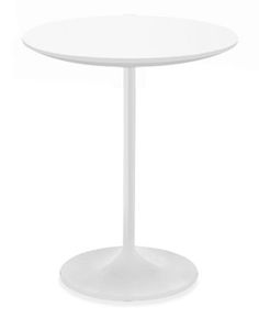 a white table with a round base on a white background, it is isolated from the front view