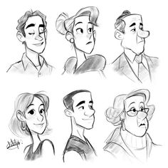 some sketches of people with different facial expressions