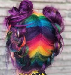 Rainbow Hair Color Ideas, Rainbow Hair Color, Hair Color Styles, Colourful Hair, Simple Ponytails, Creative Hair, Hair Dye Ideas, Coloured Hair, Fun Hair