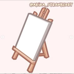 a wooden easel with a white canvas on it's back and the words cakra - stranberry above it