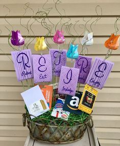 a basket filled with lots of different items