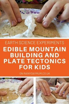 kids are making edible mountain and plate tectonics for the earth science experiment