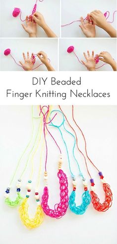 the instructions to make beaded finger knitting necklaces