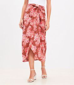 This fluid woven midi skirt is beautifully streamlined and finished with a flattering and getaway-glam sarong twist. Hi-low hem. Back zip.,Hit:Hit: Midi - Hits at mid-calf,Imported:Imported,Length:34" long,Fabrication:100% Lyocell,Garment Care:Machine Washable Loft Textured Floral Twist Sarong Midi Skirt Size 4 Rust Women's by Loft Size Regular - 4 Rust Women's Midi/Maxi, Skirt, 100%, Lyocell, Machine, Washable Summer Fitted Midi Draped Skirt, Summer Midi Length Draped Skirt, Fitted Midi Draped Skirt For Summer, Fitted Midi-length Draped Skirt For Summer, Summer Relaxed Draped Midi Skirt, Summer Relaxed Midi Draped Skirt, Summer Midi-length Draped Skirt, Chic Rayon Beach Skirt, Chic Knee-length Draped Skirt For Summer