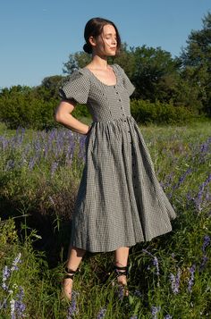 Maeve Dress in Organic Black Gingham – Of Her Own Kind Black Gingham, French Dress, High Quality Dress, Fashion Design Clothes, Puffed Sleeves, You Smile, Elegant Outfit, Gorgeous Dresses, Dress To Impress